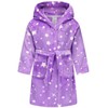 ECGK Soft Hooded Rainbow Bathrobe Sleepwear for Girls Purple Star