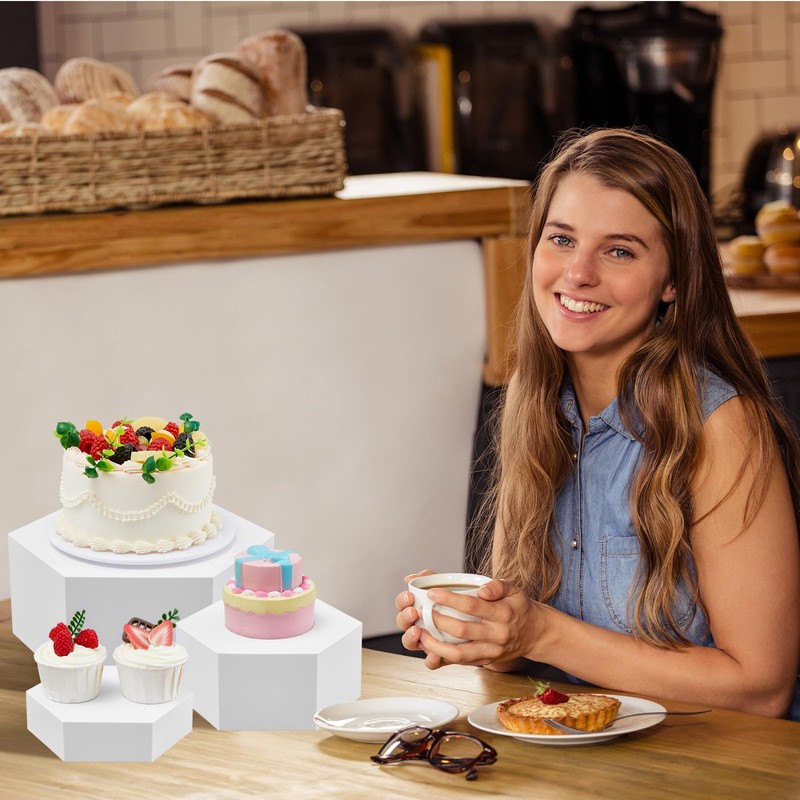 Leinuosen 7 Pcs Large Hexagonal Buffet Risers Set 6" to