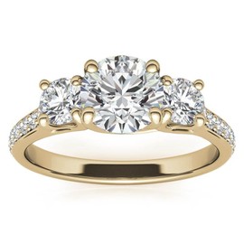 Luyona 3 Stone Moissanite Engagement Rings for Women, 1 ct tw D Color VVS1 Clarity Lab Created Diamond Rings 14K White Gold Vermeil Moissanite Rings for Women Anniversary Jewelry Gifts-Y5