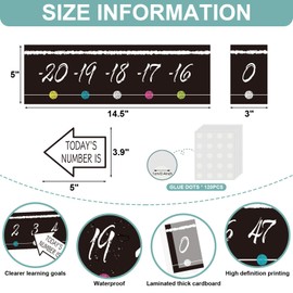 COCHIE Number Line Bulletin Board Border - 20 to 120 Classroom Decorations for Wall Total 34ft, Math Number Lines Border Strips Learning Poster Supplies for Students, Teachers (Blackboard)