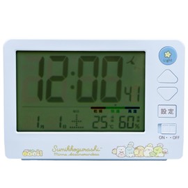 ALIAS AC21044SXSG Alarm Clock, Sumikkogurashi, Digital, Large Radio Alarm Clock, Everyone Attractive, Backlight, Snooze Function, Temperature and Humidity, Display, Blue