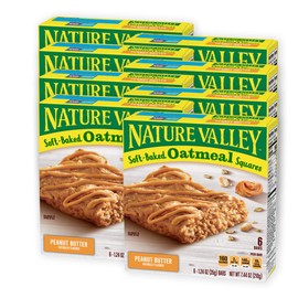 Nature Valley Soft-Baked Oatmeal Squares, Peanut Butter, 7.44 oz, 6 ct (Pack of 8)