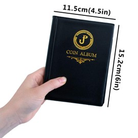 CS3712BK 120 Pocket Coin Collection Book - Fits Coins Under 25 mm, 3 x 3 cm / 1.2 x 1.2 Inch Coin Holder Collection Album for Penny, Cent, Euro