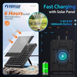 POPOSOAP 1800mAh Battery Backup for Solar Fountain Pump, 7.4V-8.4V Battery Backup for 6W/6.5W/8W Solar Water Fountain Pump Kit(Not Included Solar Fountain)