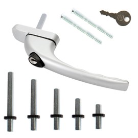 Silver Matt - UPVC Universal Inline Espag Lockable Window Handle Smart Spindle …