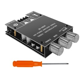 100W+100W 2-Channel Bluetooth Amplifier, DC 12V-24V Mini AUX/Bluetooth Amplifier Board for DIY Speakers, Treble and Bass Control Mini Stereo Amp for Car Motorcycle (ZK-1002T)