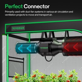 VIVOSUN 6 Inch 25 Feet Black Non-Insulated Flex Air Aluminum Ducting for HVAC Ventilation w/Two 6 Inch Stainless Steel Clamps