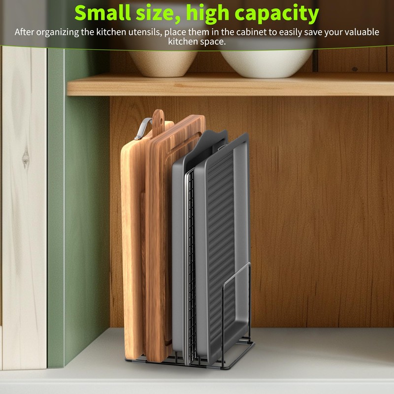 LAEMYFYRE Kitchen Organizer Rack - 4-Slot Heavy-Duty Holder for Cutting