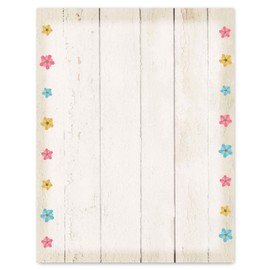 Rustic Barnwood and Flowers Stationery - 8.5 x 11 - 60 Letterhead Sheets - Rustic Letterhead