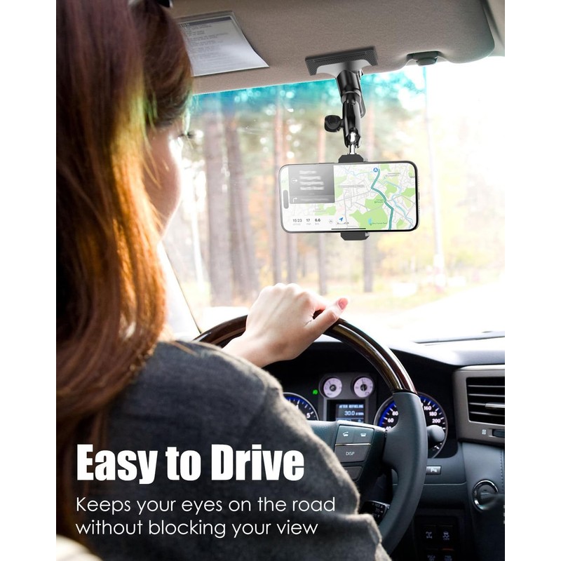 Charchendo Car Sun Visor Short Metal Arm Phone/GoPro Mount 4-7"