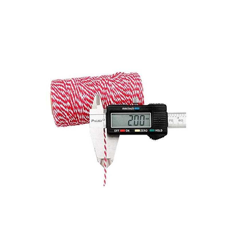 G2PLUS 2x100M Red and White String Twine, 2MM Craft Cotton