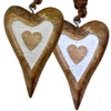 2 x Wooden Heart Pendants, Hearts Each 15 x 10