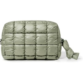 Yarnic Quilted Makeup Bag Cosmetic Bag, Small Puffer Makeup Pouch Soft Puffered Make up Pocket Travel Toiletry Bag for Women, Cute Makeup Bag Organizer (S, Sage Green)