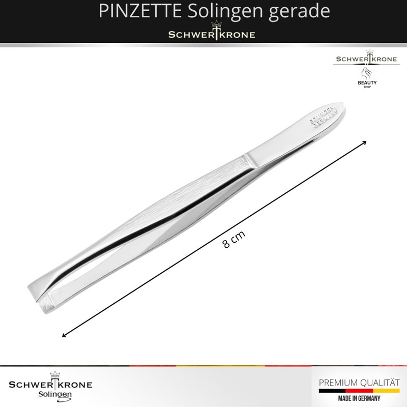 Swordcrown Tweezers, Professional Solingen, 8 cm Offset Angled Eyebrow Plucking,