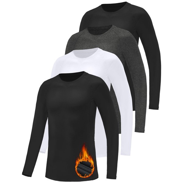 Dalavch 4 Pack Youth Boys Thermal Compression Shirts Long Sleeve