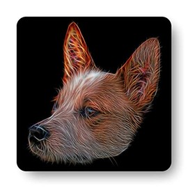 Fractal Artworks Australian Cattle Dog - Red Heeler Coaster with Fractal Art Design #1-4. Perfect Dog Owner Gift.