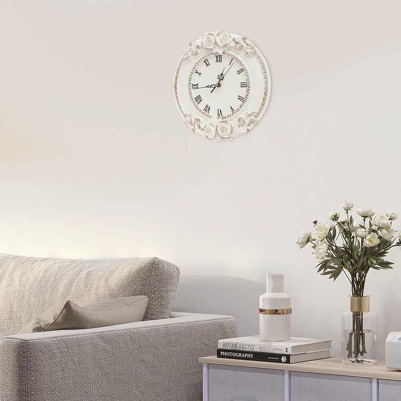 Eapmic European Style Resin Wall Clock, Retro Silent Clock with