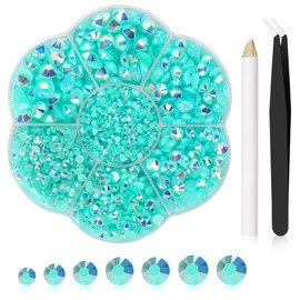 COOSLIM 4500 PCS Flat Back Crystal Rhinestones Round Gems for Nail Art and Craft, Flatback Resin Rhinestones Shiny Diamond for Nails Design Face Makeup Tumblers Clothes(2-6mm),R4