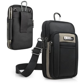 ALion-ots Men's Pouch, Shoulder Bag, Waist Pouch, Waterproof, Smartphone Pouch, Multi-functional Storage, 4-Way Climbing Pouch, Carabiner, Shoulder Strap, EDC Molle Tactical Bag, Sports Waist Bag,