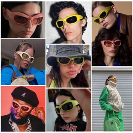 PEGH Wrap Around Sunglasses Y2K Fashion Oversized Oval Sunglasses for Men Women Trendy (Pink Mirror Lens)