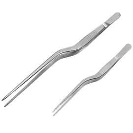OHPHCALL 2pcs Stainless Steel Fish Bone Tweezers Kitchen Tweezers for BBQ Cooking Long Handle Comfortable Grip for Restaurants Home Parties