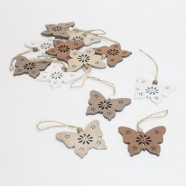 Frank Flechtwaren Decorative Hanging Butterfly Design Set of 12 in Country House Style with Elaborate Cut-Out