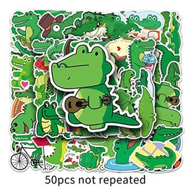 50Pcs Crocodile Stickers Cute Cartoon Animal Stickers for Laptop Skateboard Bicycle Water Bottle Scrapbook Cars Phone Guitar Suitcase Luggage,Vinyl Waterproof Alligator Stickers for Teens Kids Boys