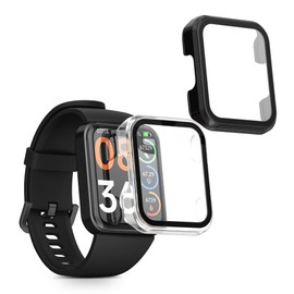 kwmobile Cover Comaptible with SKG V7 / V7 Pro Covers - 2X Tempered Glass with Plastic Frame - Transparent/Black