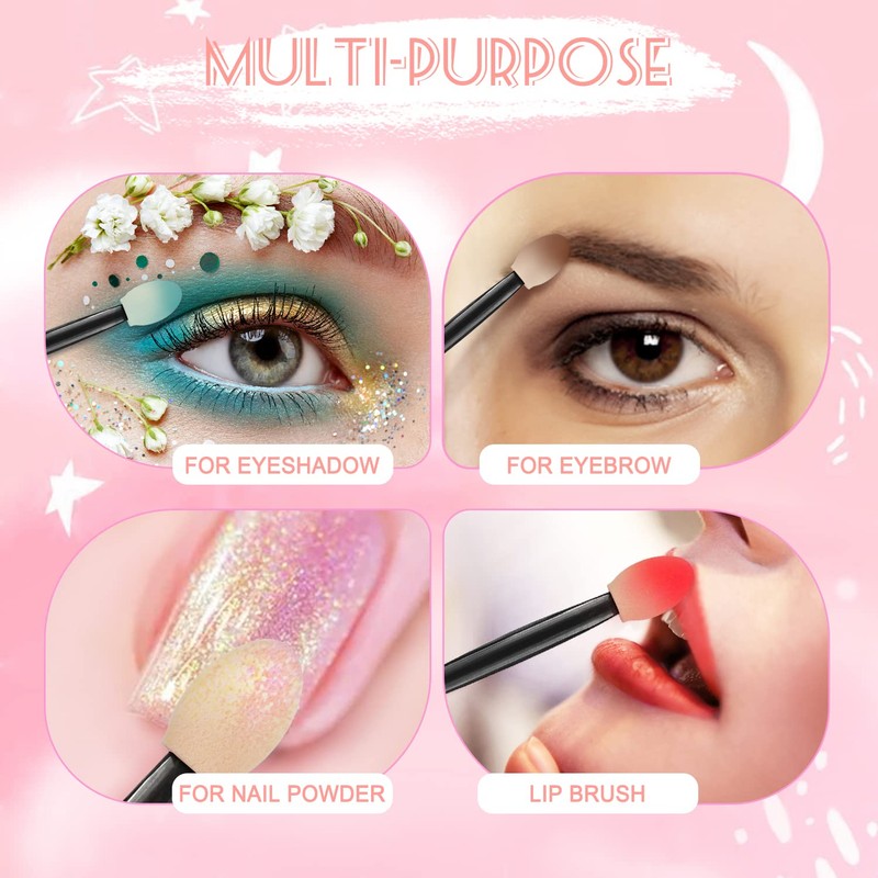 MORGLES Eyeshadow Applicators Double Sided, 50PCS Eyeshadow Brush 2.4 Inch