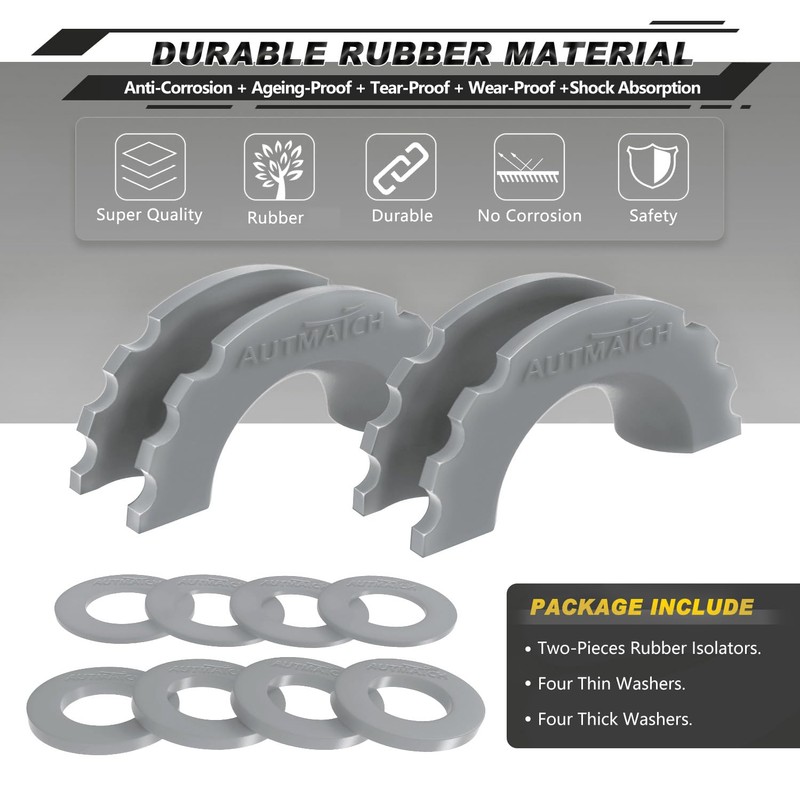 AUTMATCH D Ring Shackle Isolators Washers Kit - 2 Rubber