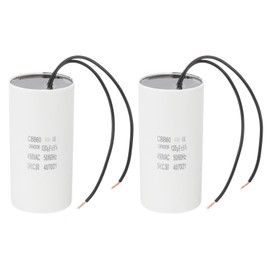 PATIKIL 120uF CBB60 Running Capacitor, 2 Pcs Run Capacitor with 2 Wires, AC 450V Start Up Motor with Frequency of 50Hz/60Hz, Suitable for Air Compressors Pumps, White