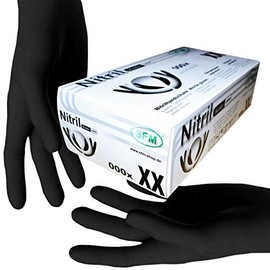 SFM ® Blacklets Grip Nitrile: S, M, L, XL, Black, Powder-Free, F-tex Disposable Gloves, Examination Gloves, Nitrile Gloves, M (100)
