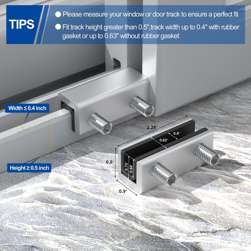 RELIANCER 8 Sets Sliding Window Locks,Aluminum Security Door Window Stoppers,Adjustable