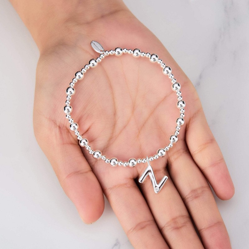Philip Jones Letter Z Initial Stretch Bracelet Created with Zircondia®