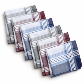 Men's Cotton Plaid Handkerchiefs 6-Pack – 17-Inch Soft Pocket Square Hankies for Everyday Use, Sweat Wiping and Gifts
