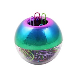 MEI YI TIAN 100pcs 28mm Paper Clips Medium with Paper Clips Holder Built-in Magnetic Ring for Desk Organizer Accessories (Rainbow)