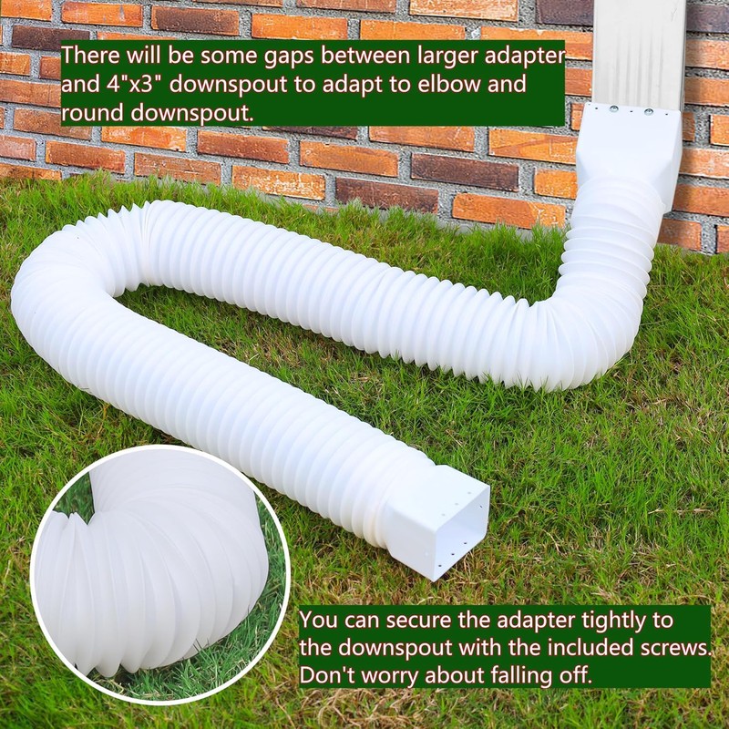 2 Pack Rain Gutter Downspout Extensions, Upgraded Flexible Drain Downspout