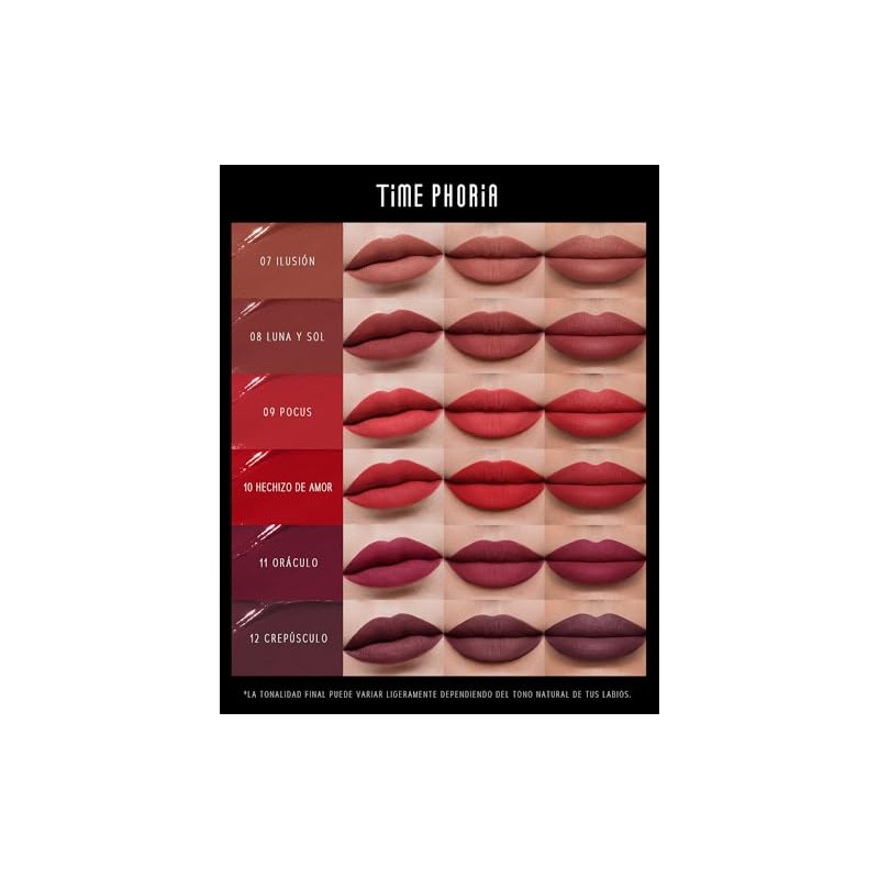 TIMEPHORIA Tinta para Labios Mate Difuminado, Larga Duración 24 Horas,