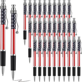 Tenare 32 Pcs American Flag Ballpoint Pen USA Patriotic Themed 1.0 mm Independence Day Black Gel Ink Ballpoint Pens for Writing Signing Home School Office Supplies Party Decor Favor(Classic)