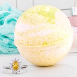 Bauble Bomb's Pina Colada Jewelry Surprise Deluxe X Large 9 oz Bath Bomb Fizzies Made in USA, Cruelty Free! Ring Size 08