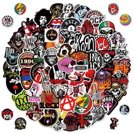 Pack of 100 Hip Hop Stickers, Rock Band Punk Sticker Set, Cool Metal Punk Music Stickers, Vintage Graffiti Decal Stickers, for Guitar, Laptop, Skateboard, Luggage, Helmet, Motorcycles