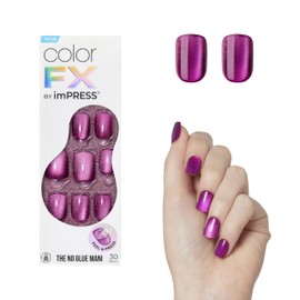 KISS imPRESS No Glue Mani Press On Nails, Color FX, 'Levels', Dark Pink, Short Size, Squoval Shape, Includes 30 Nails, Prep Pad, Instructions Sheet, 1 Manicure Stick, 1 Mini File