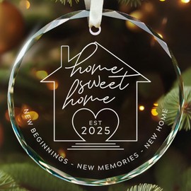 New Home Christmas Ornament 2025 - First Home Ornament 2025, New Home Ornament - House Warming Gifts New Home - New Home Gift Ideas - House Warming Gifts New Home Women, Couple - Glass Ornament