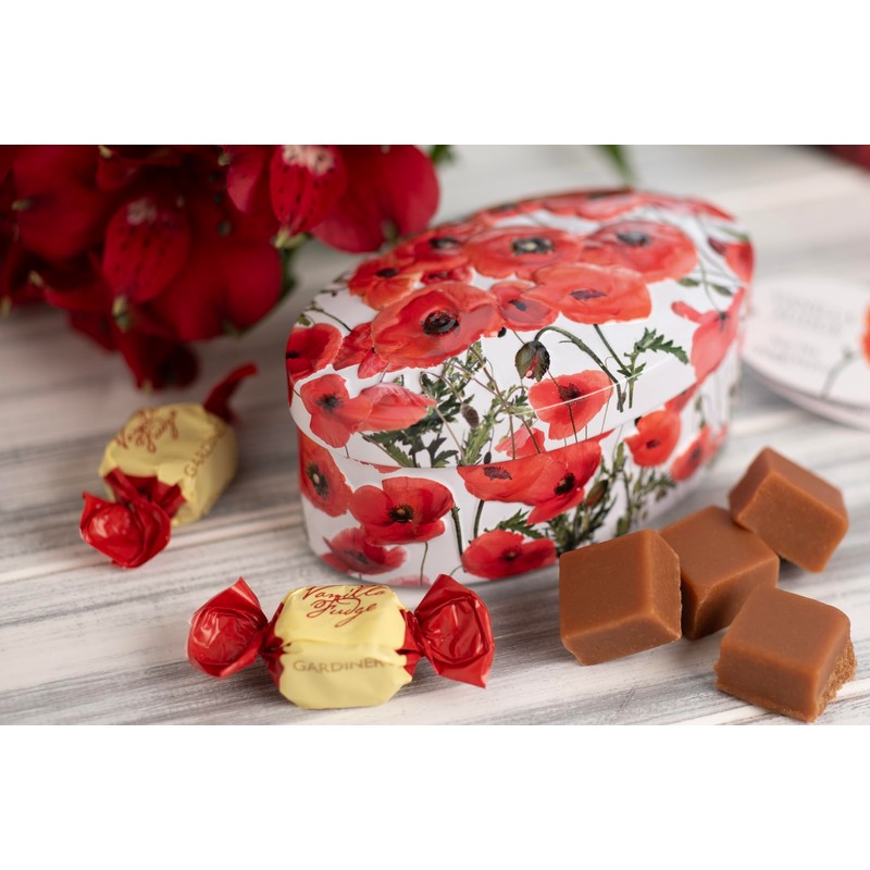 Gardiners of Scotland Handmade Fudge 120g Oval Tin, Poppies Vanilla