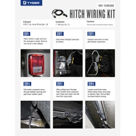 TYGER Fit For 07-18 Wrangler JK (2Dr & 4Dr) TYGER Trailer Hitch Wiring Harness Kit