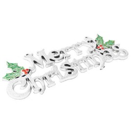 TOYANDONA Merry Christmas Sign,19cm Christmas Tree Wreath Decoration for Xmas Door Wall Hanging Ornament (Silver)