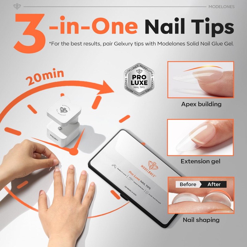 Modelones Nail Tips, 120 Pieces, Full Cover Nail Tips Set,