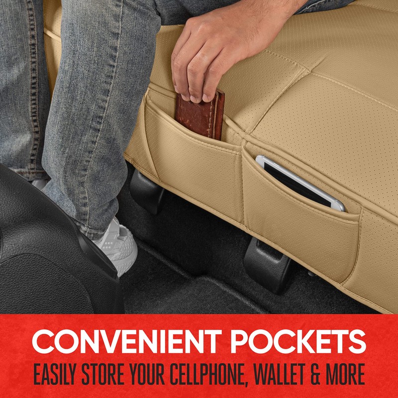 Motor Trend Seat Cover for Cars Trucks SUV, Faux Leather