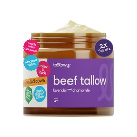 Bálsamo de sebo de res batido, crema humectante para rostro y cuerpo 100% alimentada con pasto, 4 oz, lavanda y manzanilla