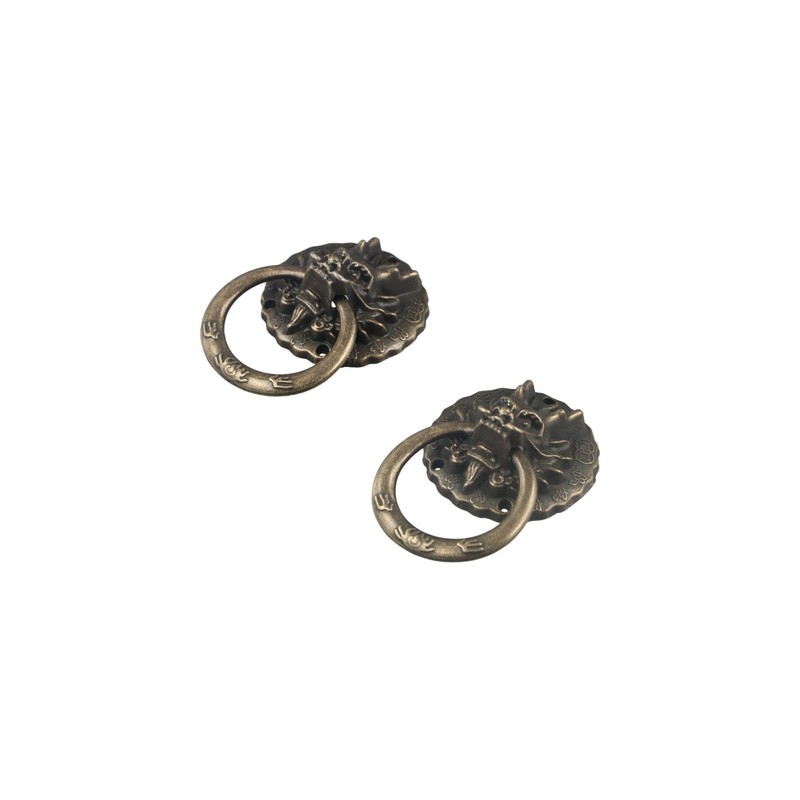 Pokinge 12 Pcs Dragon Head Knobs Antique Cabinet Handles Metal